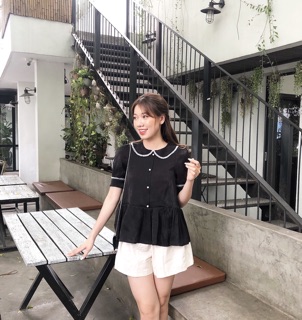 Áo peplum cổ sen