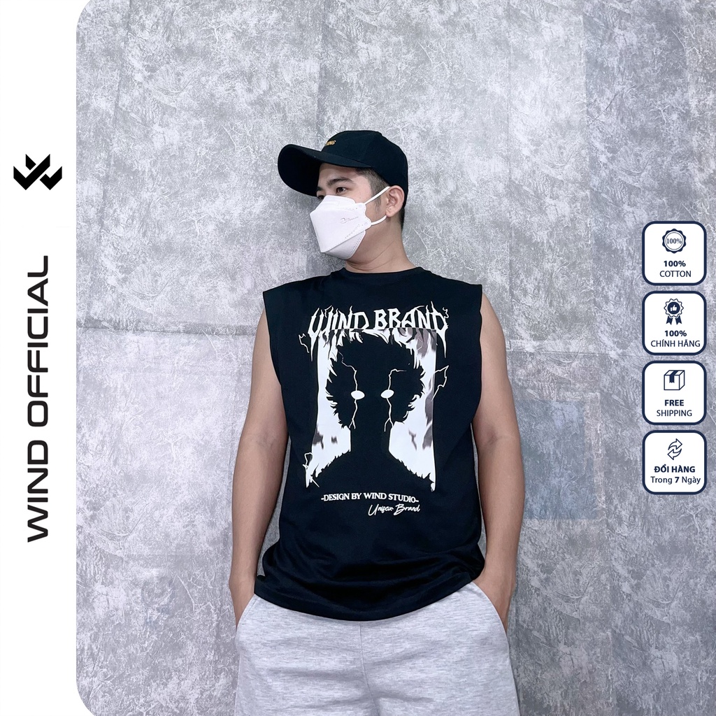 Áo thun ba lỗ form rộng WIND unisex sát nách Anime tanktop thời trang nam nữ oversize