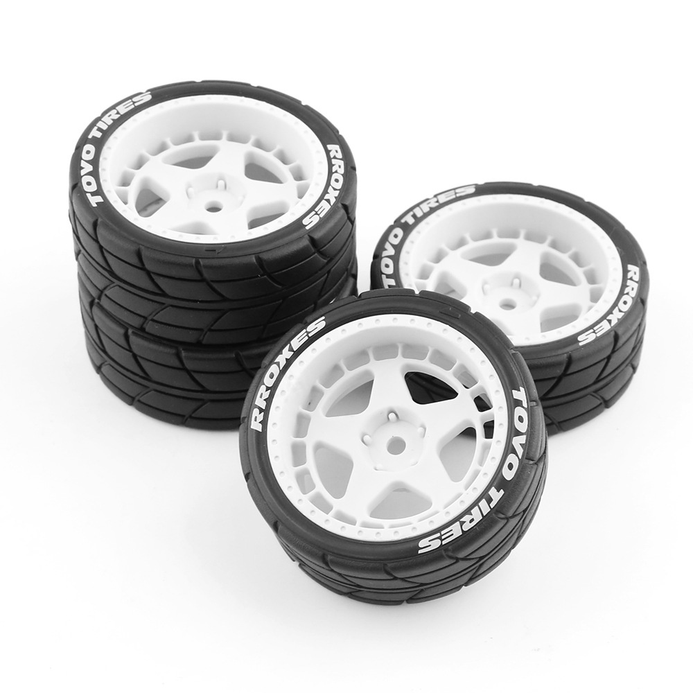 Bộ 4 Bánh Xe Cao Su Cho Tamiya TT01 TT01E TT02 TT02B XV01 TA06 PTG-2 1/10