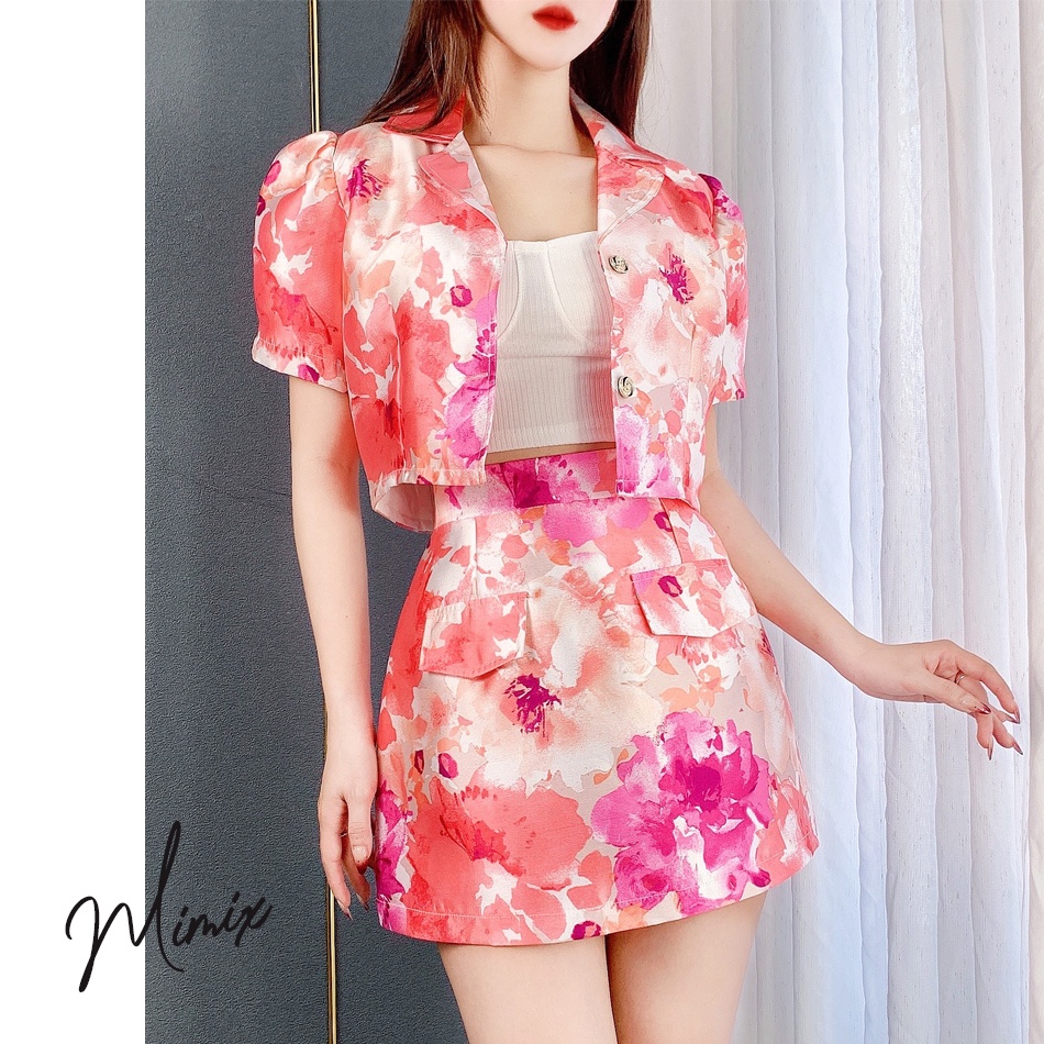 Set bộ rời áo gấm hoa kèm chân váy MIMIX BV9185