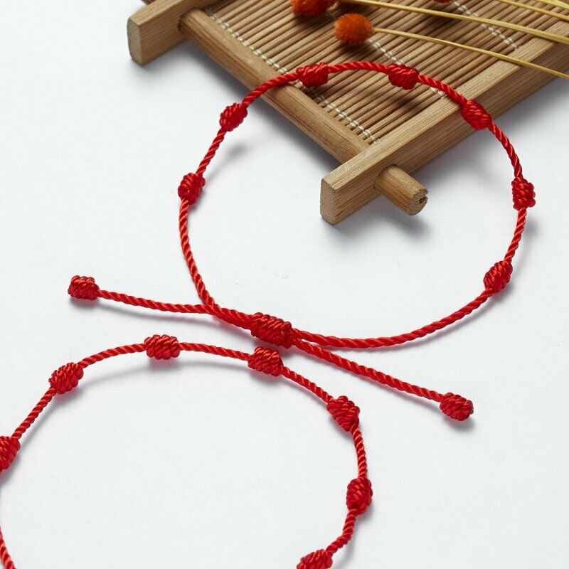 Bộ 2 Vòng Tay Dây Đỏ May Mắn 7 Nút Bảo Vệ Giá Rẻ Kabbalah