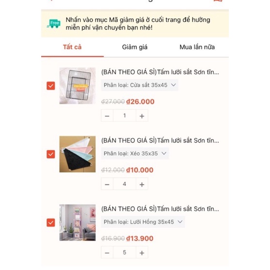 combo hàng khách đặt số lượng