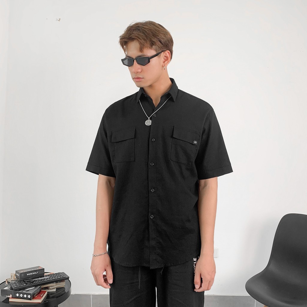 Áo sơ mi local brand cộc tay đũi City Cycle chất cotton form rộng nam nữ oversize unisex | BigBuy360 - bigbuy360.vn