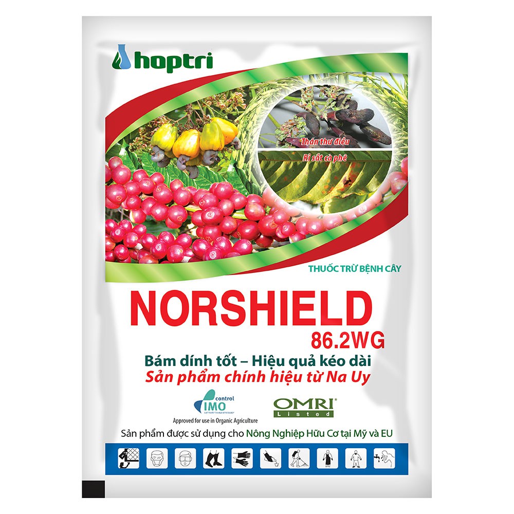 Đồng đỏ Norshield 50gr tẩy rong rêu bám trên cây trồng, phòng trừ bệnh cho cây. Sản phẩm của công ty Hợp Trí