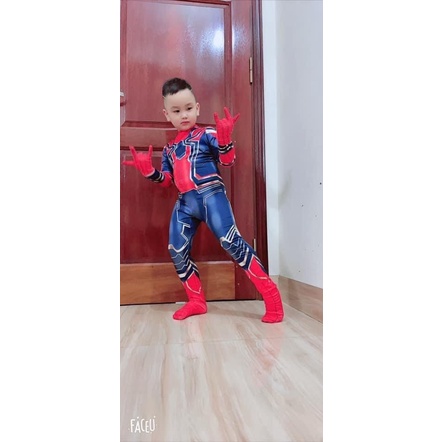 Quần áo siêu nhân Người Nhện, đồ hóa trang SpiderMan cực chất áo liền quần kèm mũ trùm COSPLAY0X
