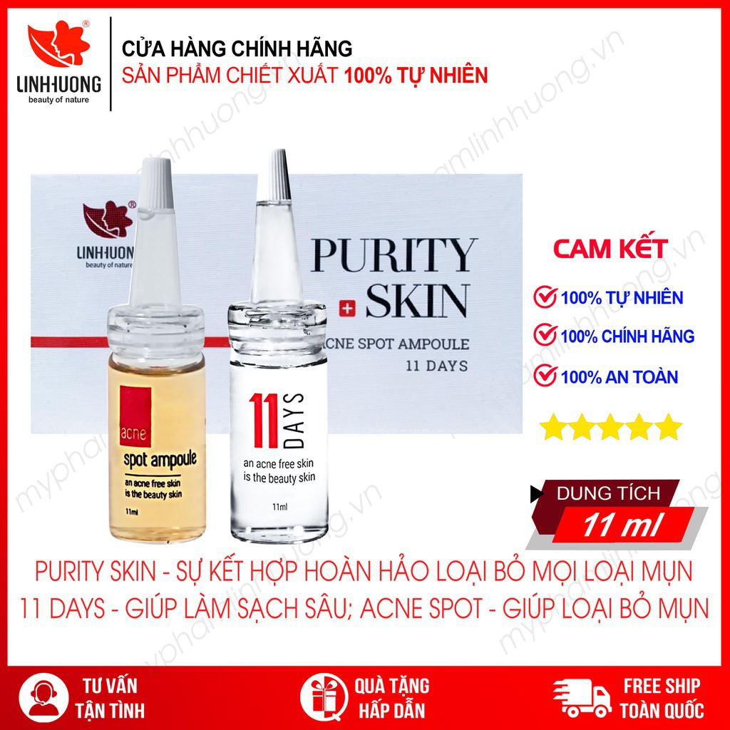 Serum giảm mụn giảm thâm Purity Skin Linh Hương - ngăn ngừa giảm mụn trứng cá, mụn bọc, dưỡng da hồi phục da mụn