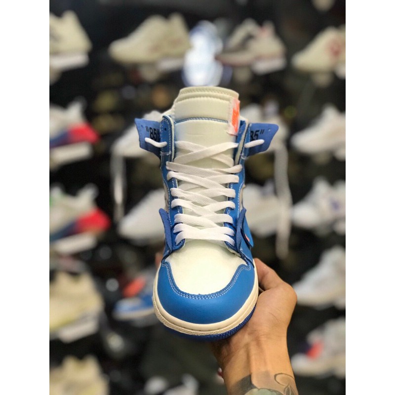 Giảy Sneaker Jd1 jordan 1 off white đỏ và xanh full box dây phụ đi kèm một một