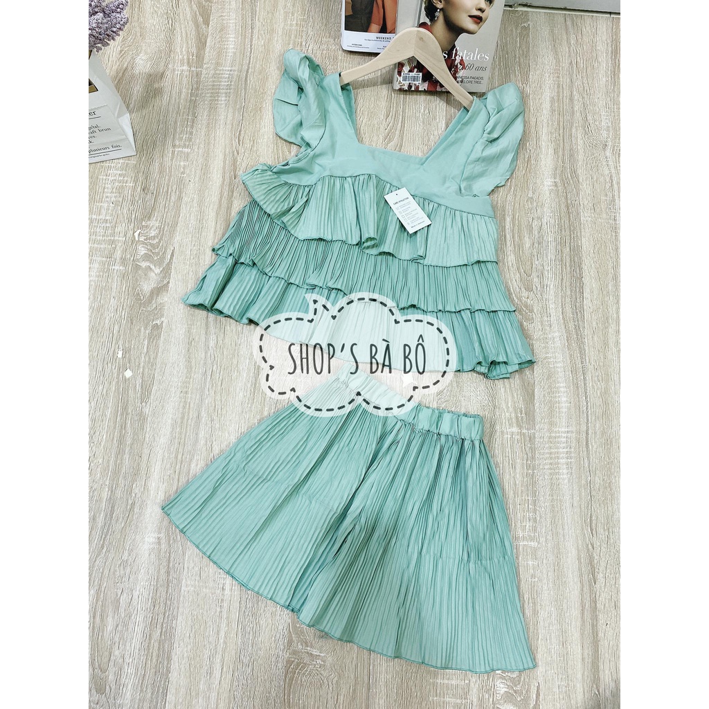 Bộ đùi mặc nhà, mặc đi chơi cho nữ, áo tầng, tay cánh tiên, quần short, form rộng, thoải mái