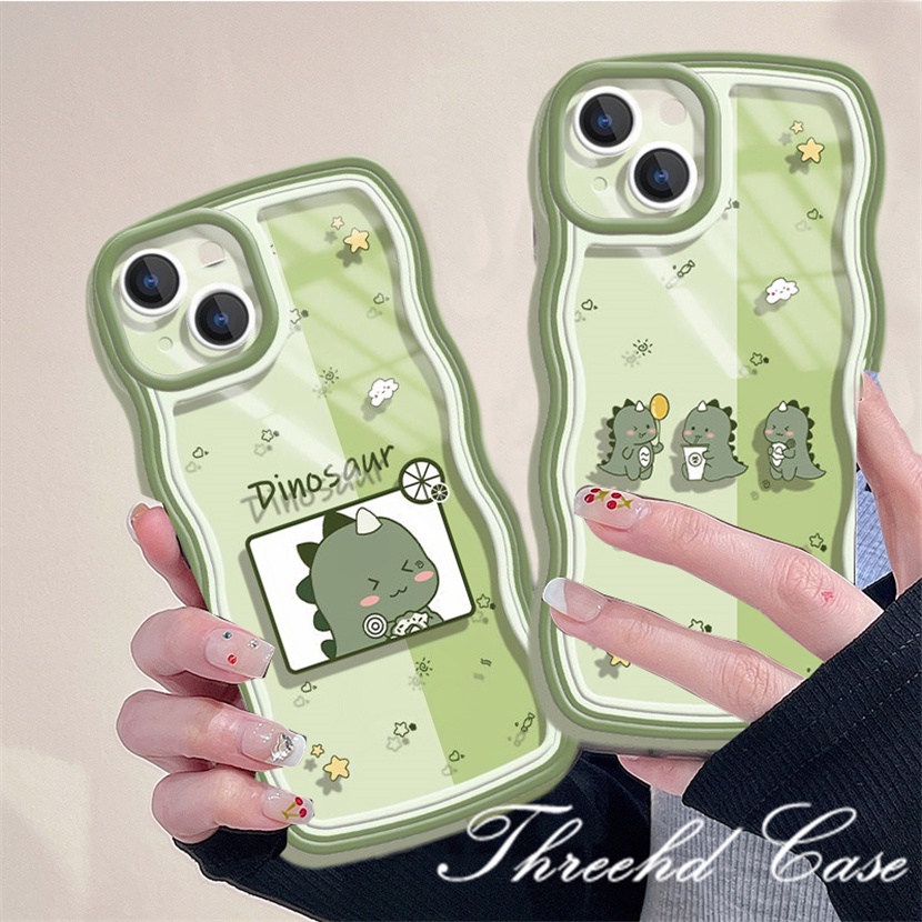 Ốp Điện Thoại Mềm Họa Tiết Khủng Long Viền Gợn Sóng Cho iPhone 14 13 12 11 Pro Max SE2020 X XR Xs Max 7 8 6 6s Plus
