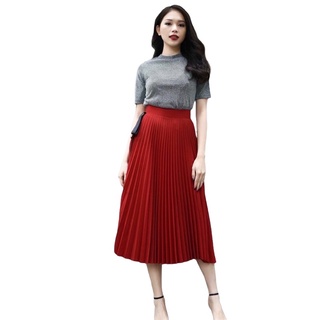 JOVEN-Chân váy dập ly đỏ