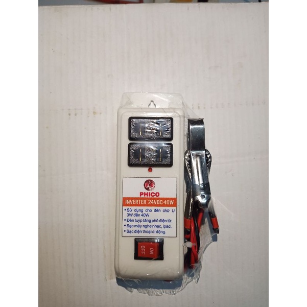 Bộ kích điện 24v lên 220v 40W dùng trên ghe, xe tải, xe đầu kéo