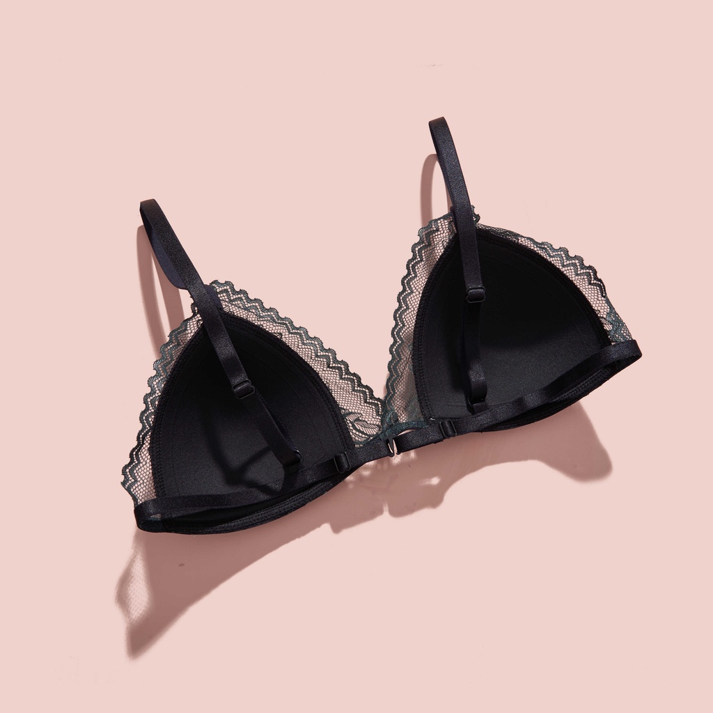 Set đồ lót xanh lá liễu bralette boxer không gọng mút mỏng họa tiết sexy sang trọng thương hiệu Mebra A095