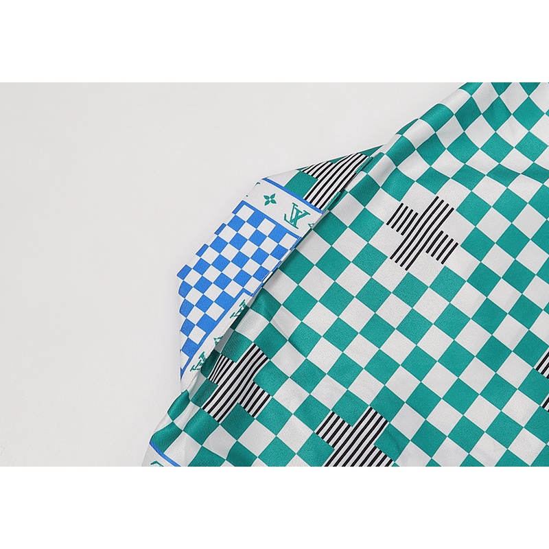 Lv Áo Sơ Mi Ngắn Tay In Họa Tiết Ca Rô Xanh Lá Phong Cách Cổ Điển Thoải Mái Thời Trang Xuân Hè 2022