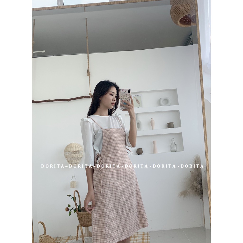 Set yếm dây + áo voan trắng tay lửng Ulzzang, Set yếm nữ - Dorita Boutique