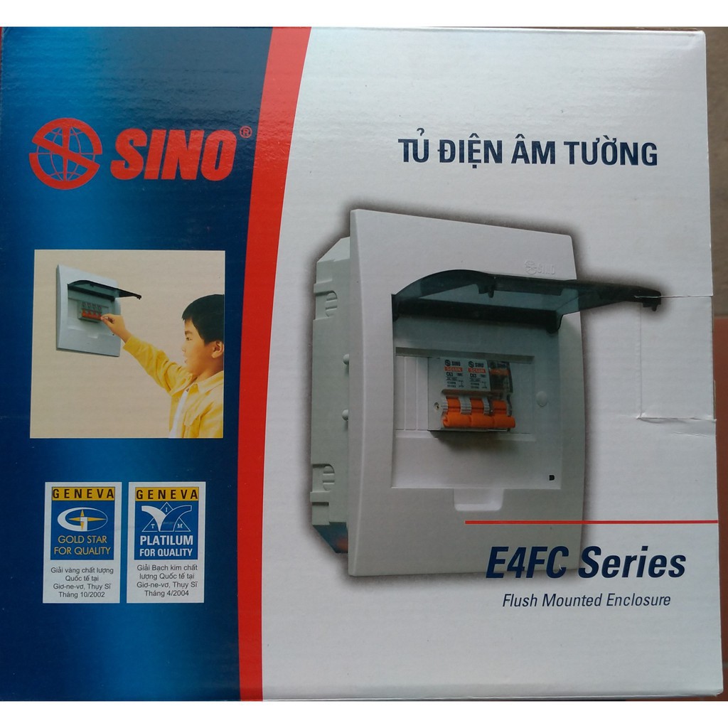 Tủ Điện Âm Tường Mặt Nhựa Chứa Aptomat MCCB (2-4)/(3-6)/(4-8)/(8-12) MCB E4FC Sino-Việt Nga