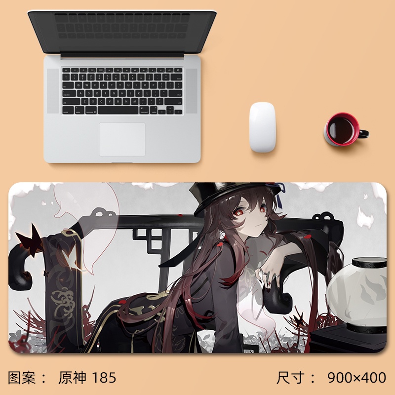 Miếng lót chuột và bàn phím máy tính bằng cao su chống thấm nước in họa tiết hoạt hình Genshin Impact Hutao Raiden