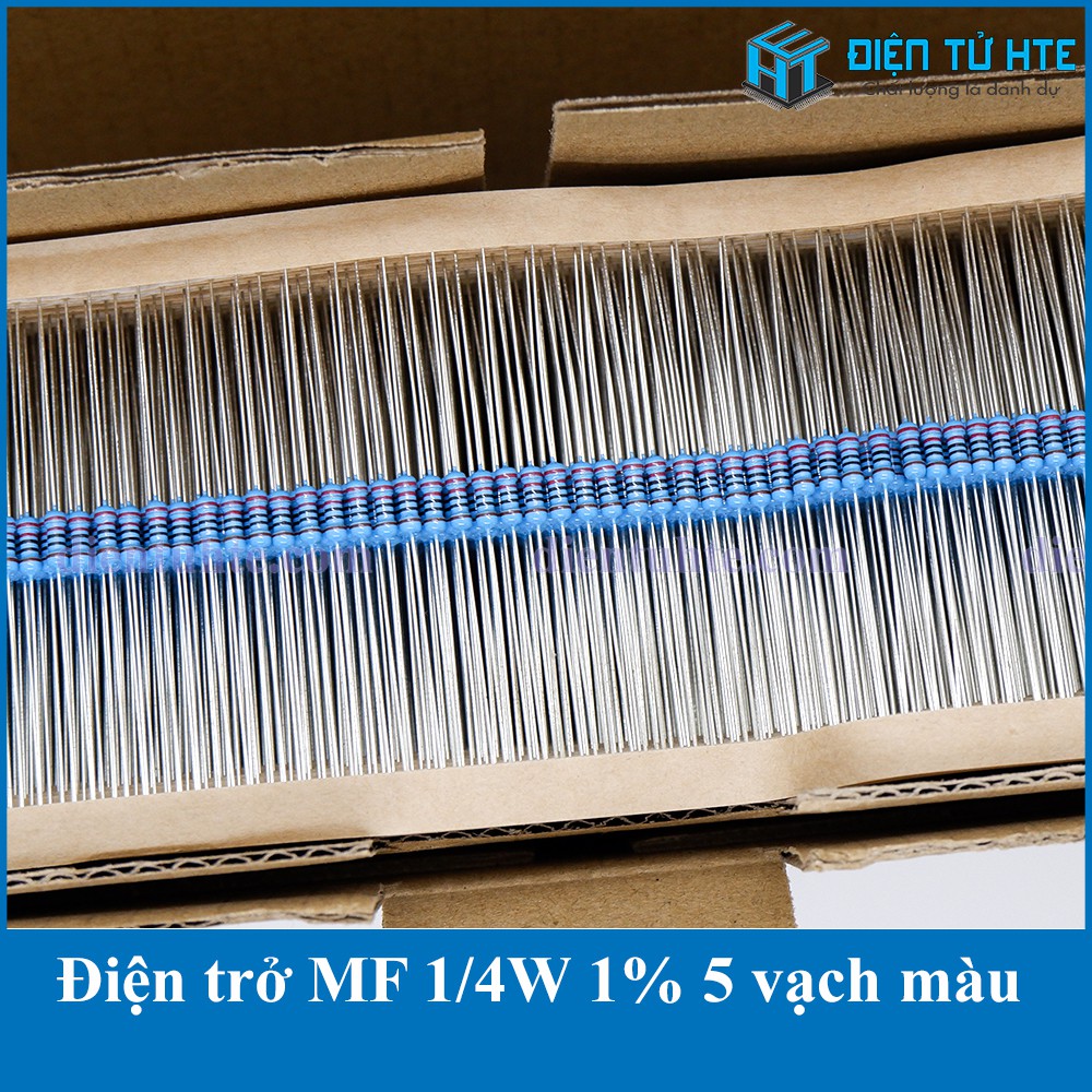 Điện trở MF 1/4W 1% 5 vạch màu 1KΩ - 470KΩ (Dây 50 con)