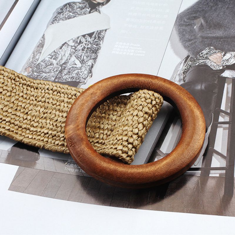 Thắt lưng dệt sợi khóa tròn thời trang cho nữ