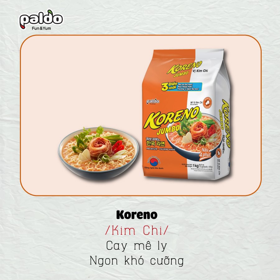 Mỳ cay Hàn Quốc Koreno bịch 1kg (10 gói mì) vị bò cay/ kim chi/ gà/ tôm - Mỳ cay Koreno JUMBO ENH001 | BigBuy360 - bigbuy360.vn