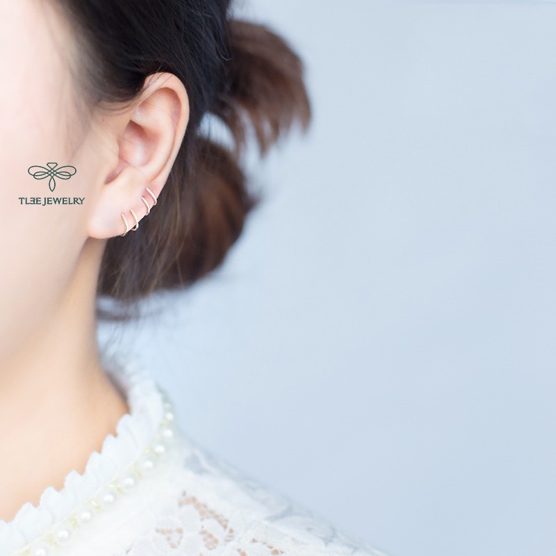 Khuyên tai bạc TLEE xoắn vòng basic cá tính TleeJewelry B0139