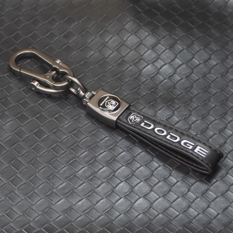 1 Móc Khóa Dây Da Màu Đen In Logo Xe Hơi Dodge Challenger RAM 1500 Chống Thất Lạc Tiện Dụng