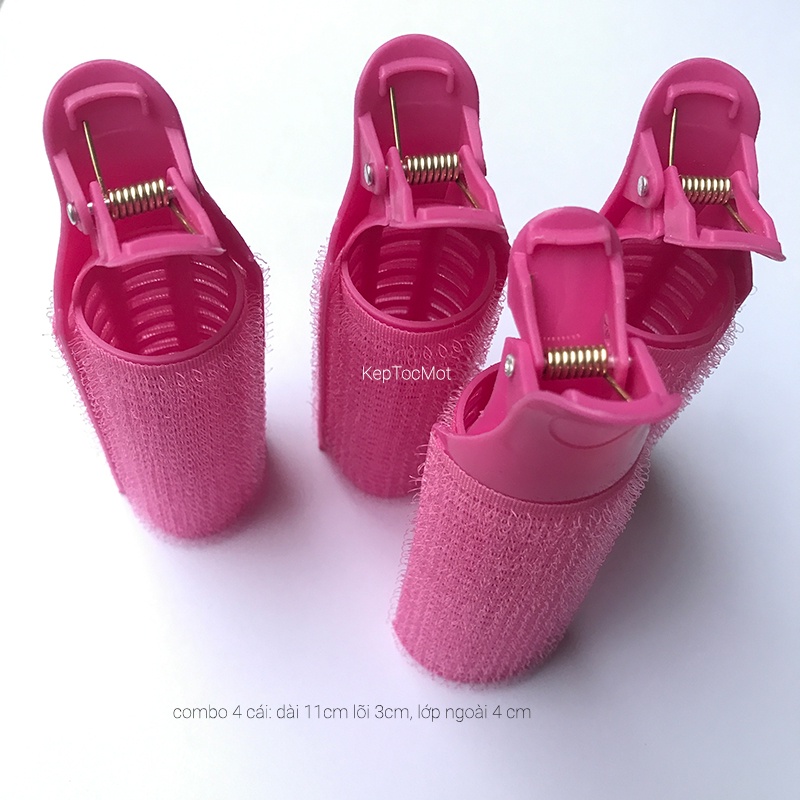 {Hồng 4 cái} lô cuốn phồng chân tóc LC12 kiểu mỏ vịt để uốn tóc mái bay tự dính to dài 11cm