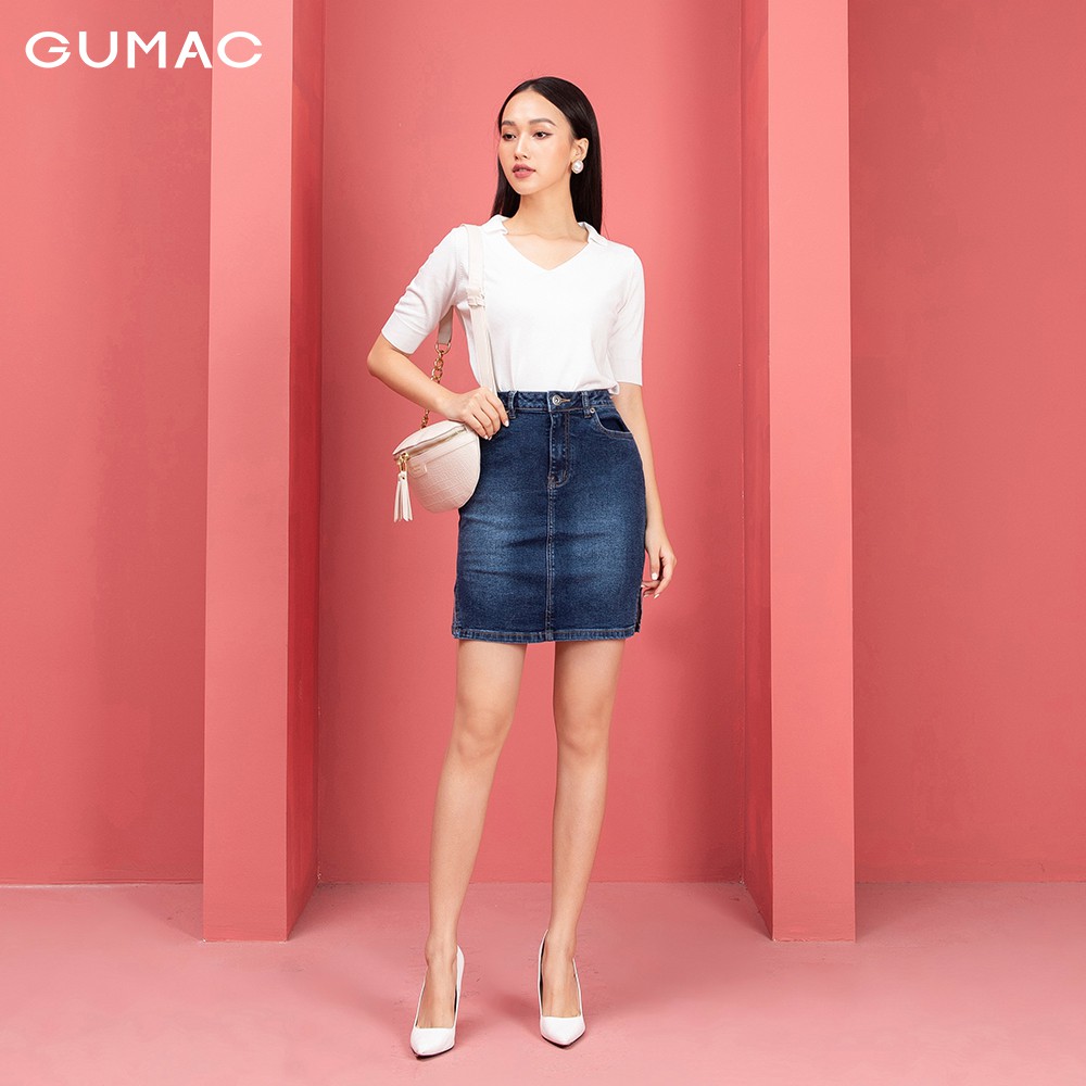 [Mã WABRGU55 giảm 15% đơn 149K] Chân Váy jean nữ xẻ lai VJA9240 GUMAC