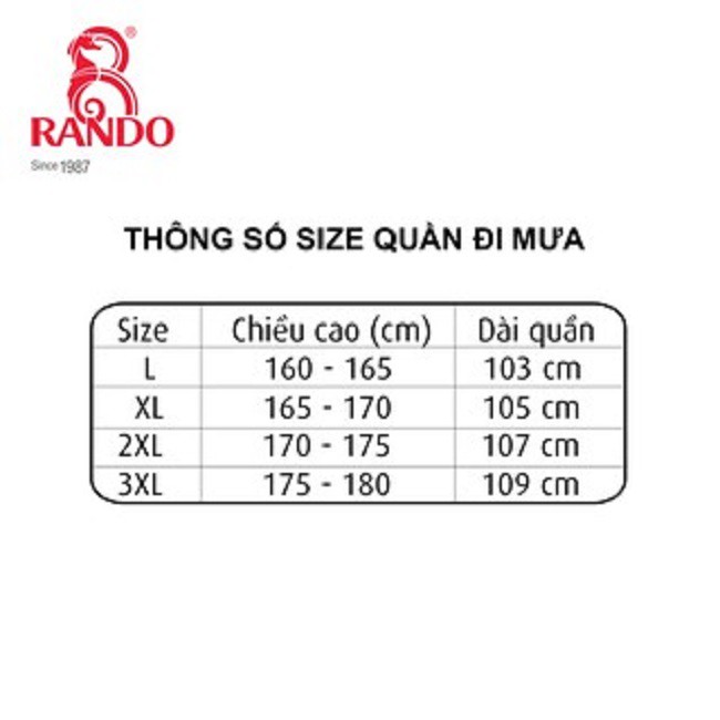 [ LÊN MUA] Quần đi mưa chống nước Rando, không co dãn, không thấm ướt ASNS-40 bảo vệ an toàn và tiện lợi