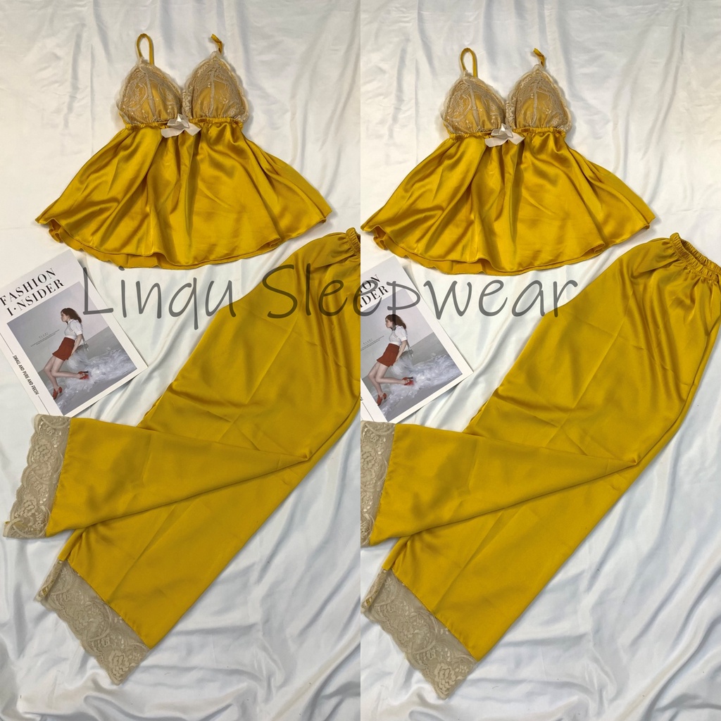 Đồ Ngủ Sexy - Đồ Ngủ 2 Dây Phối Ren Có Mút Ngực Áo Xẻ Bụng Mặc Ngủ Gợi Cảm Freesize Linqu Sleepwear