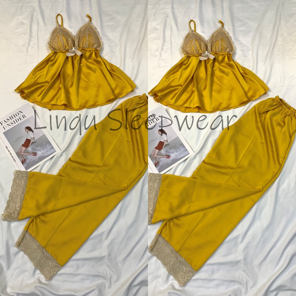 Đồ ngủ sexy - Đồ ngủ 2 dây phối ren có mút ngực mặc ngủ gợi cảm Freesize Linqu Sleepwear | BigBuy360 - bigbuy360.vn