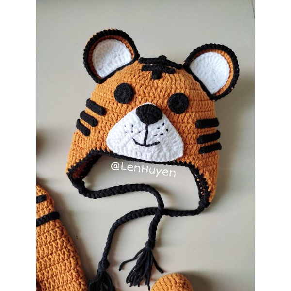 Set con Cọp con Hổ quần yếm nón giày đồ len handmade cực xinh xắn dễ thương