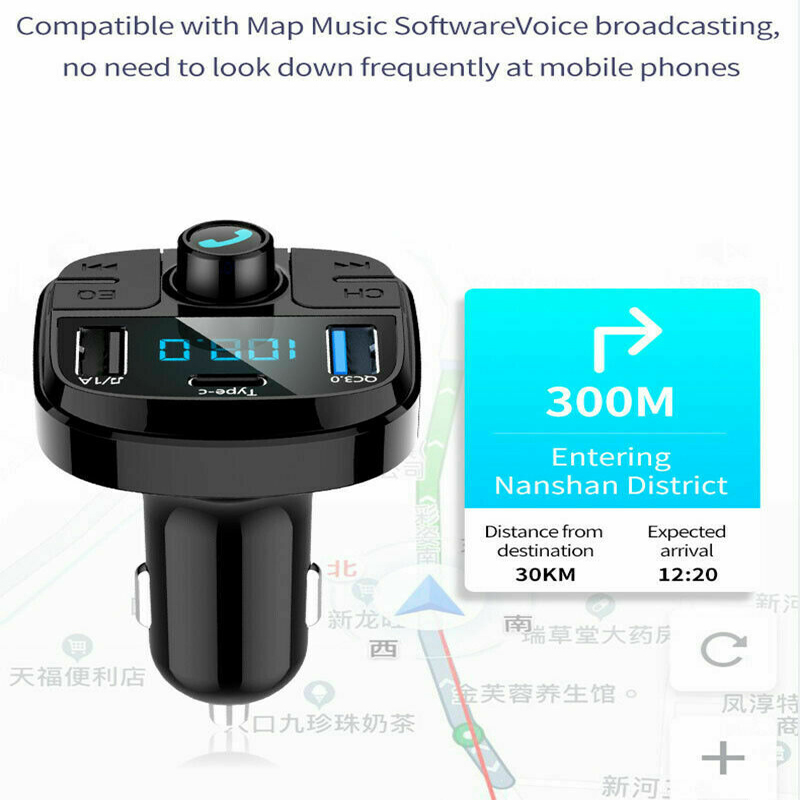 Củ Sạc Trên Ô Tô Không Dây Tích Hợp Fm Transmitter Mp3 Radio Cổng Sạc Usb