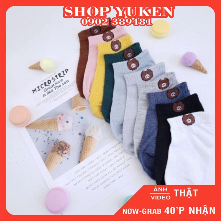 Combo 10 Đôi Tất Chân Vớ Chân Nữ Cotton In Hình Gấu Kute