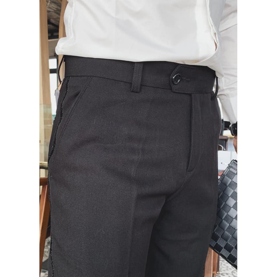 Quần Âu Đen Chất Vintage Co Giãn 4 Chiều Vải Ít Bám Bụi Không Phai Màu Ít Nhăn Giữ Dáng Không Bai