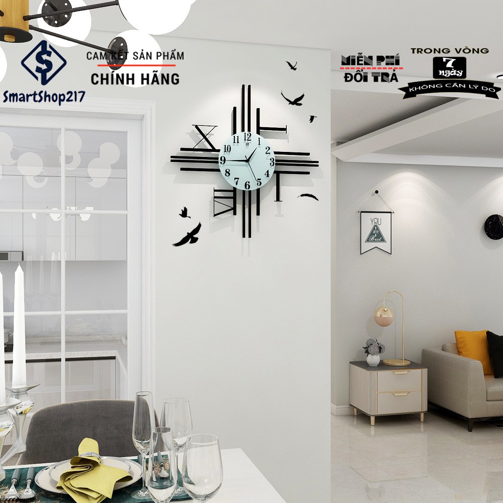 [DH-014] Đồng Hồ Treo Tường Hình Chữ La Mã (Tặng Decal trang trí + Bộ Kim dự phòng + Đinh treo chống hỏng tường)