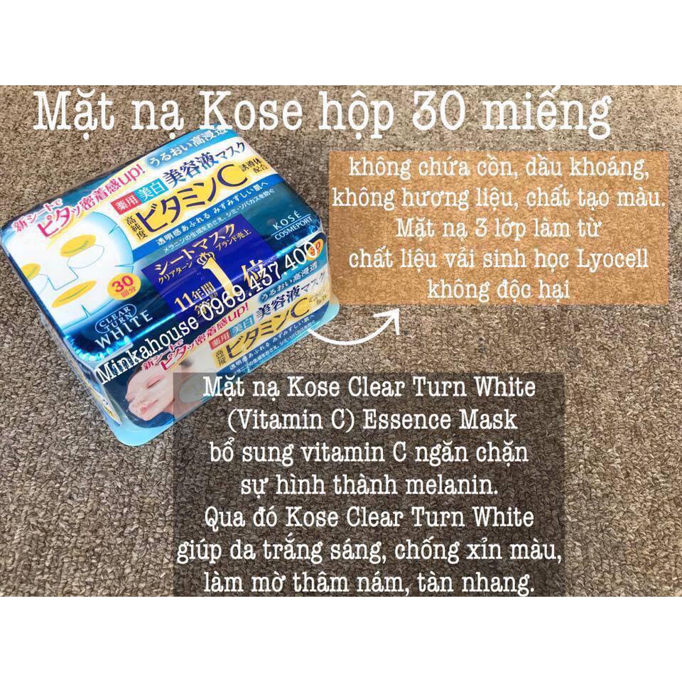Mặt Nạ Giấy Dưỡng Trắng Da Bổ Sung Vitamin C KOSE (30 Miếng) - SAKUKO
