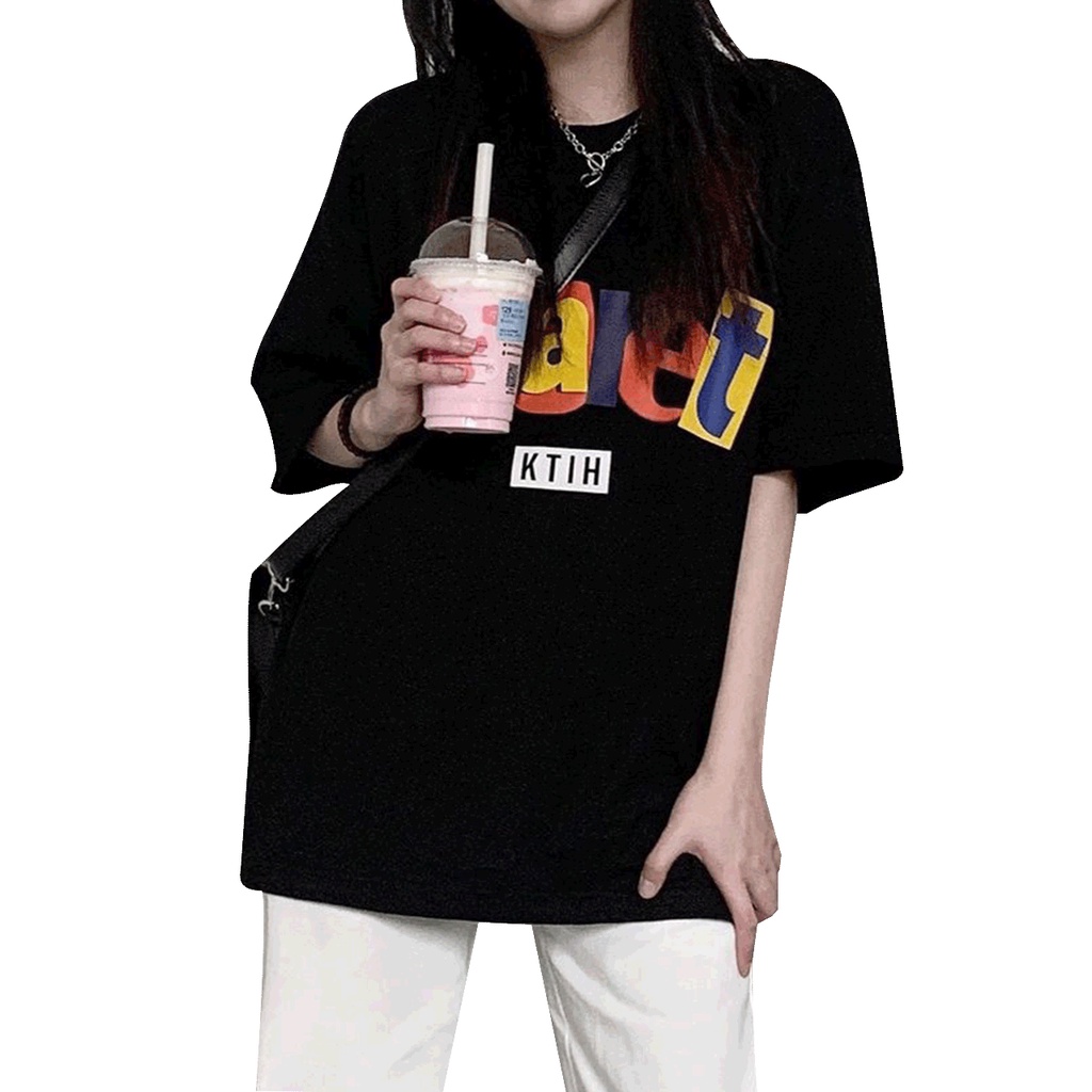 SUXI Áo Thun Tay Ngắn Cổ Tròn Dáng Rộng In Chữ Thiết Kế Đơn Giản Dễ Phối Đồ Thời Trang Mùa Hè Cho Nữ