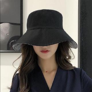Korean style striped sun-protective double-layer wide-brimmed hat