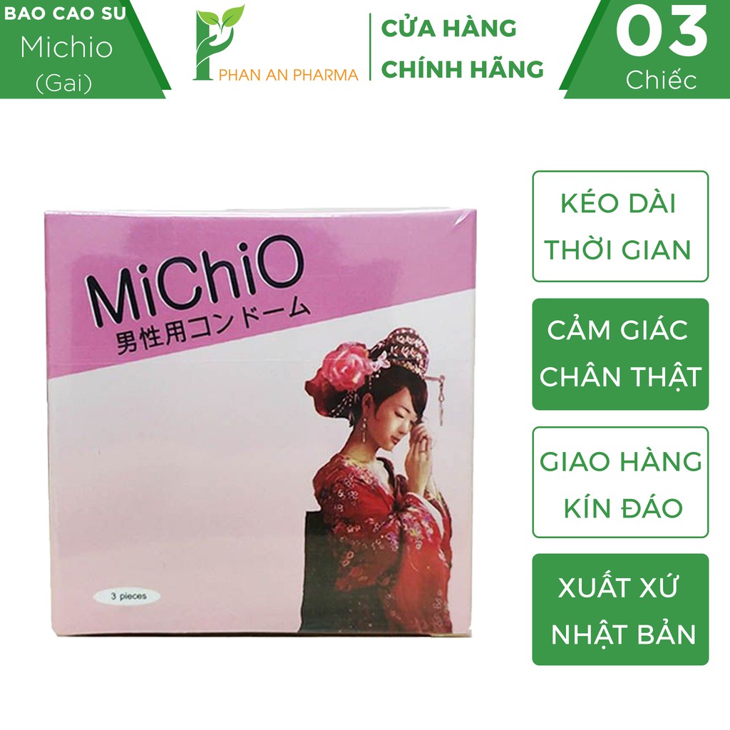 Bao cao su MICHIO Nhật Bản - Gân gai, khử mùi tối đa, co giãn linh hoạt (Che Tên Sản Phẩm) - Phan An CN364