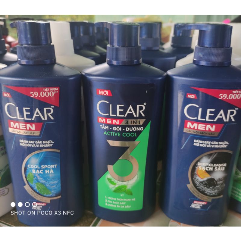 Gội Clear 880g, bạc hà, thảo dược, men, blossom, táo date 2026