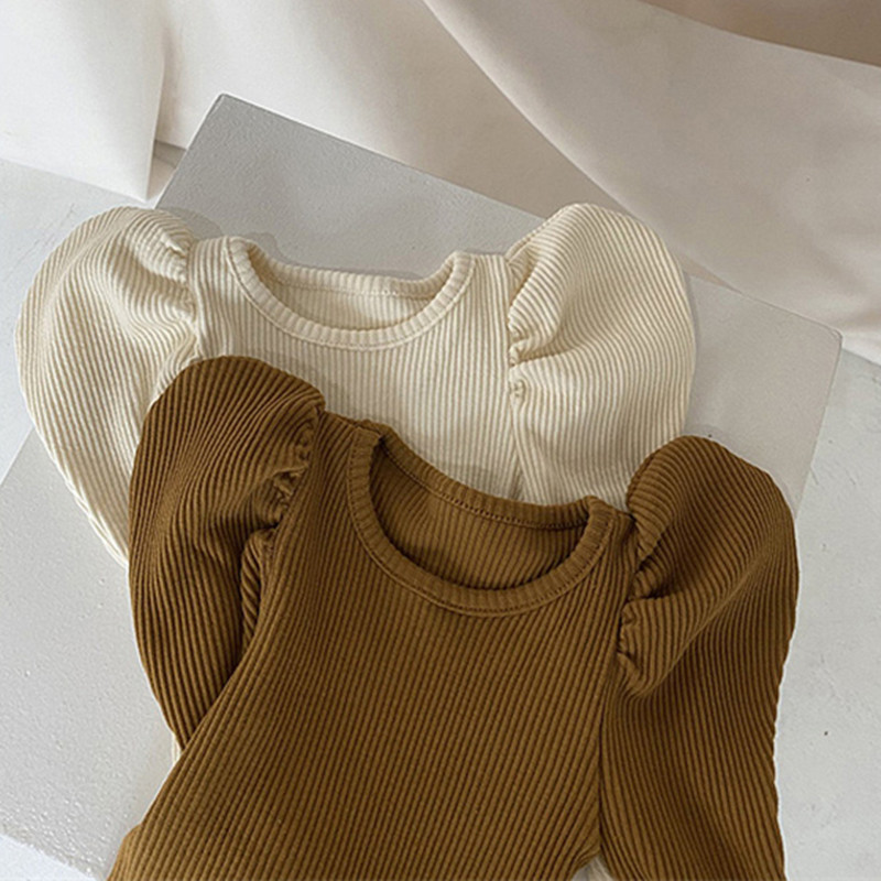 Áo thun màu trơn dài tay / quần culotte vải lưới xòe thời trang mùa thu cho bé gái