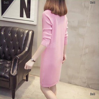 Đầm len gân cổ thắt nơ