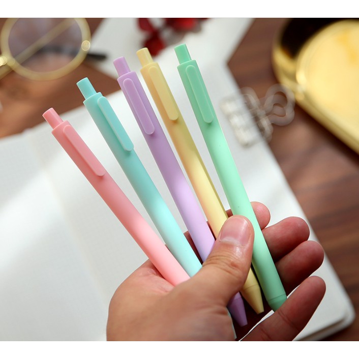 Bộ 5 bút gel KACO Green Pure Pastel mực đen [Hàng Chính Hãng]