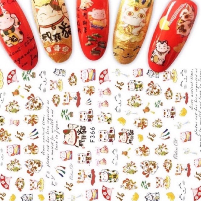 sticker dán móng mèo thần tài