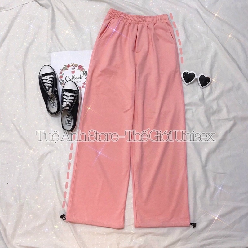 Quần Dài Thể Thao Nam Nữ Ống Bo Dây Rút Unisex - Quần Jogger Trơn Phom Rộng TUEANHSTORE Freesize 38-68kg