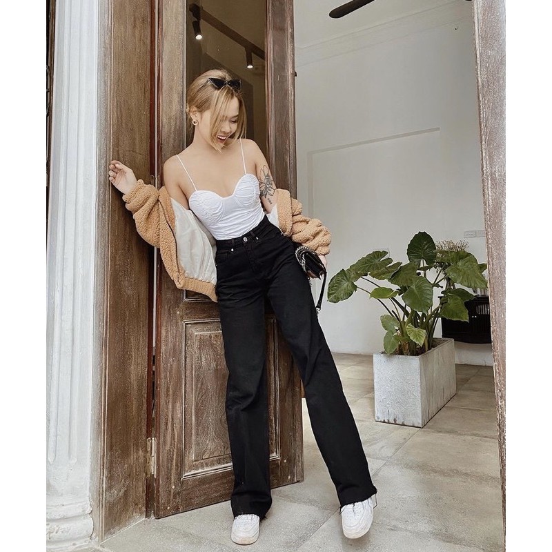 Quần suông Fancy Đen Rocky Denim