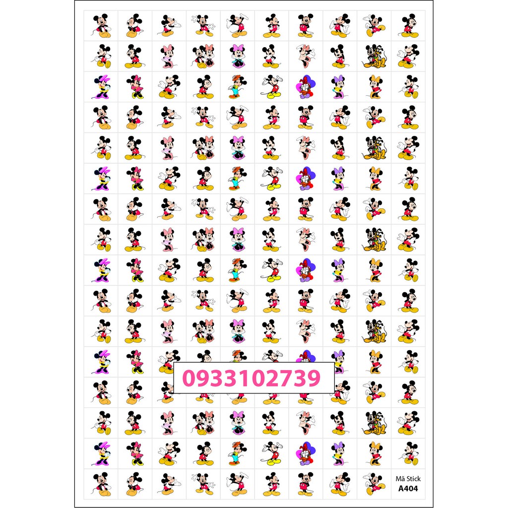 Sticker khen thưởng CHUỘT MICKEY 7k/ tờ A4 - 159 Stick - SP4