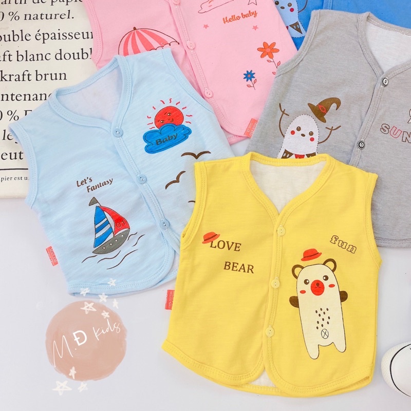 Áo gile cotton sơ sinh 2 lớp (4-12kg)