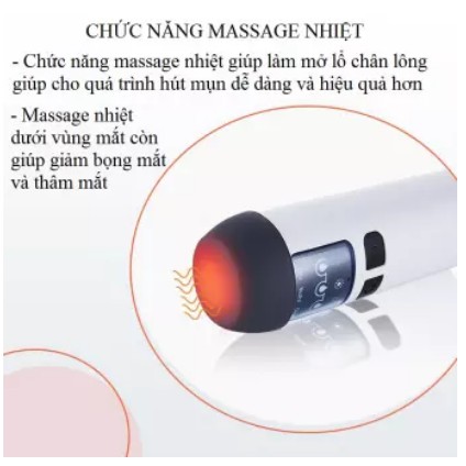 Máy Hút Mụn Đầu Đen Mụn Trứng Cá Làm Sạch Da Mặt Sạch Lỗ Chân Lông, Có Đầu Massa Nhiệt, SẠT PIN