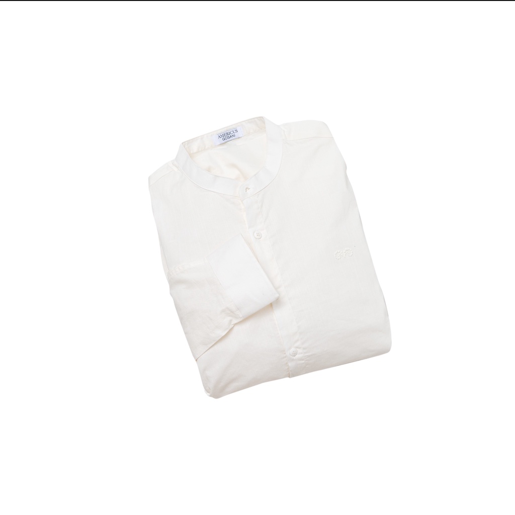 A/G Áo Sơ Mi Nam Cổ Trụ Trắng Logo Bạch Dương Phom Vừa Chất Liệu Cotton Thoáng Mát | BigBuy360 - bigbuy360.vn